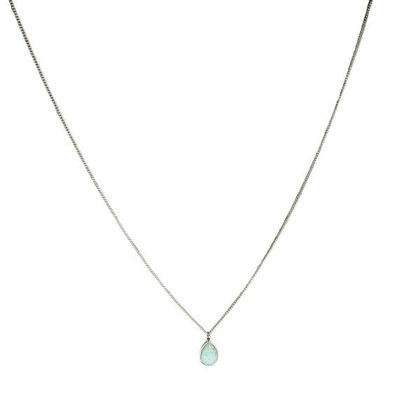 Elegant Green Gem Gold Tone Flecks Teardrop Pendant Necklace Fashion Jewelry - Picture 2 of 8